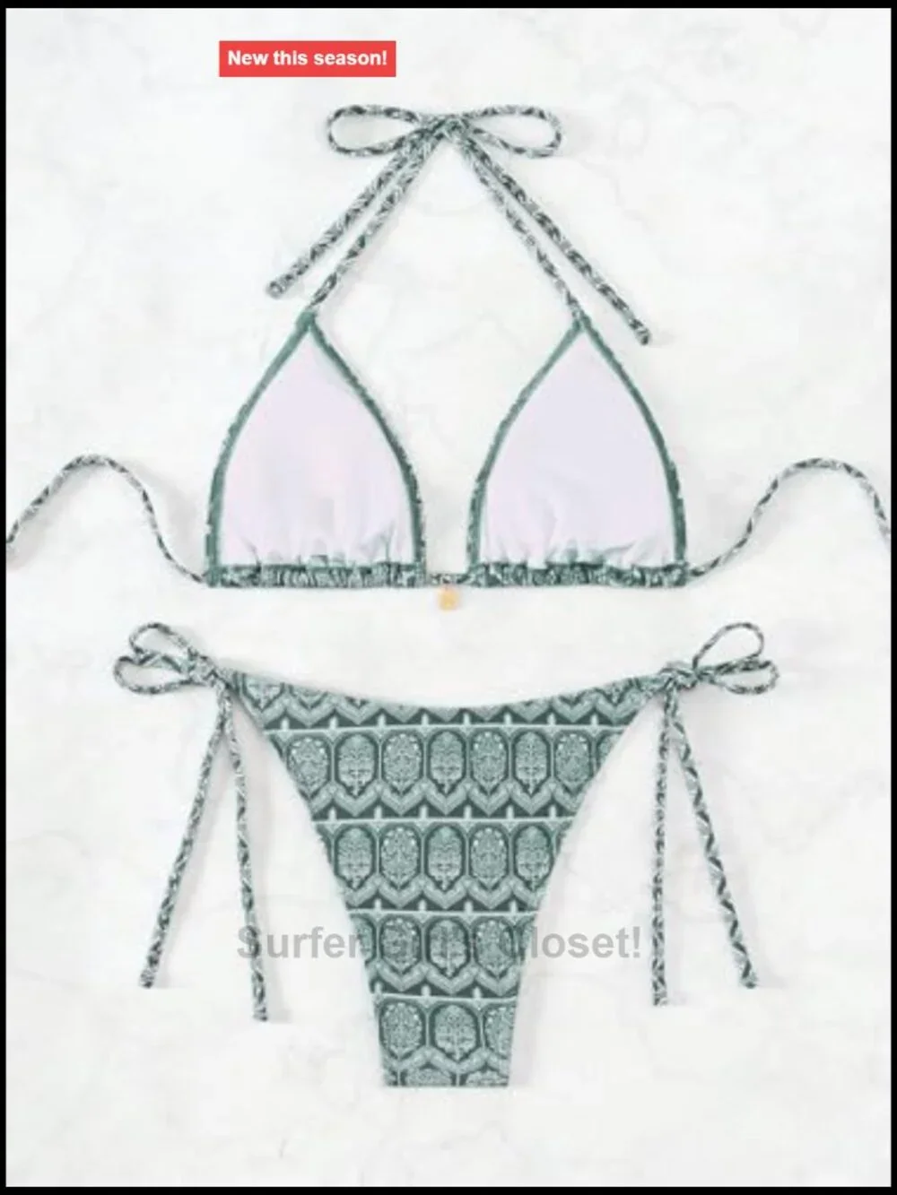 Women's 2 Piece Floral Print Geometric Halter String Triangle Bikini Set Beach